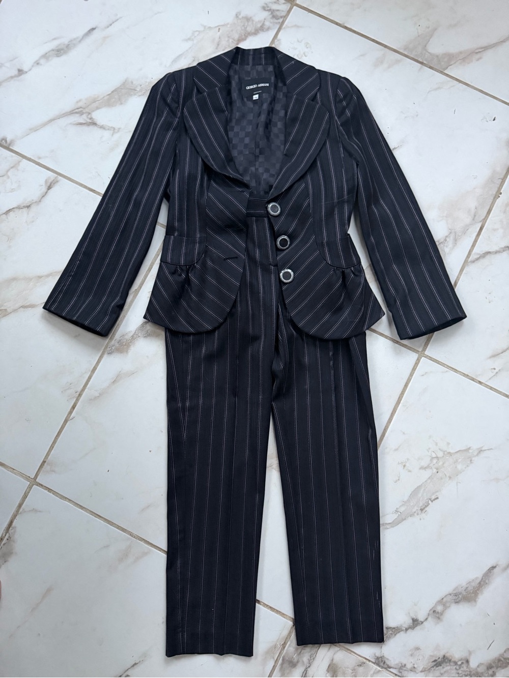 Giorgio Armani Black Pinstripe Women's Pantsuit